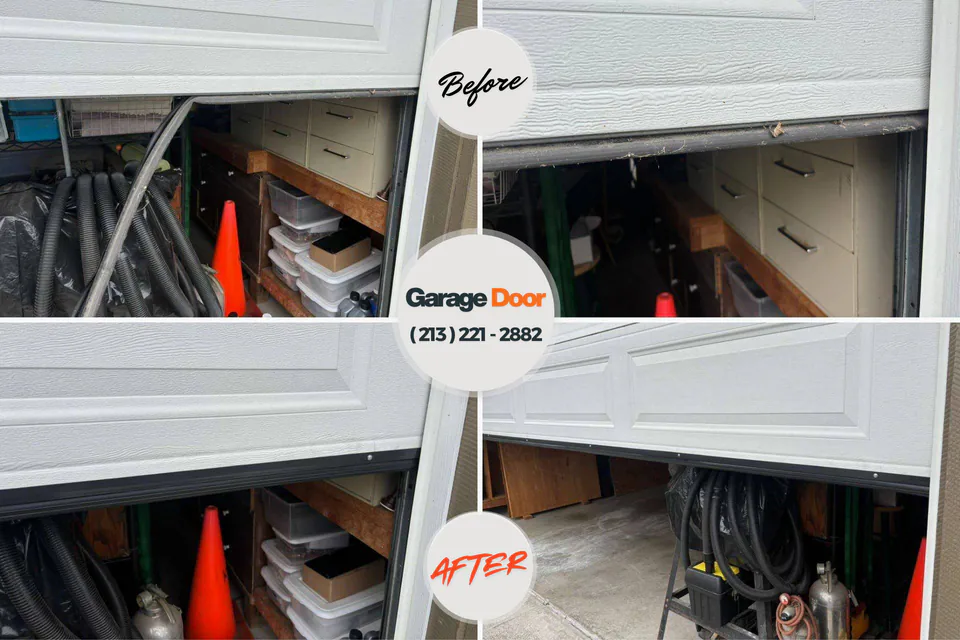 Before and after: garage door repair Wister, OK